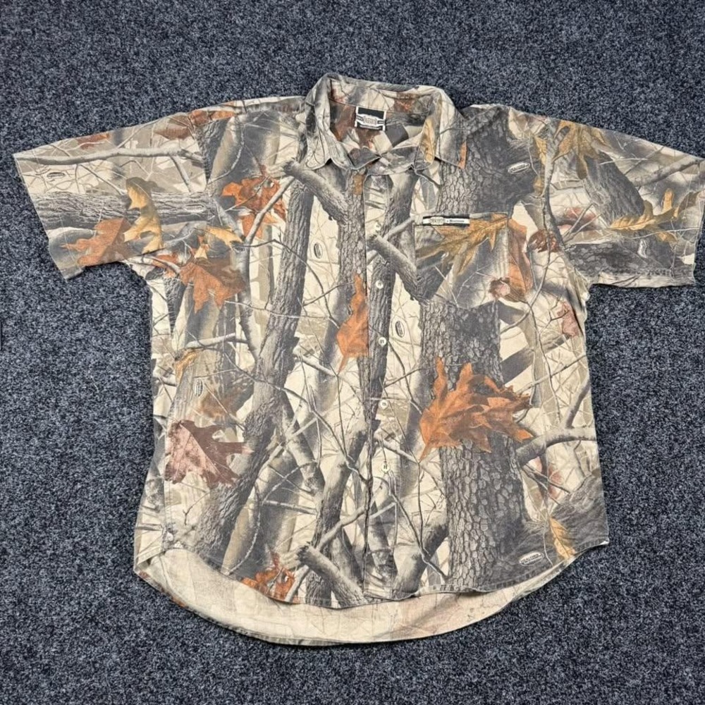 Winchester Supreme Men's Realtree Hardwood Camo Button Up Short Sleeve Shirt XL